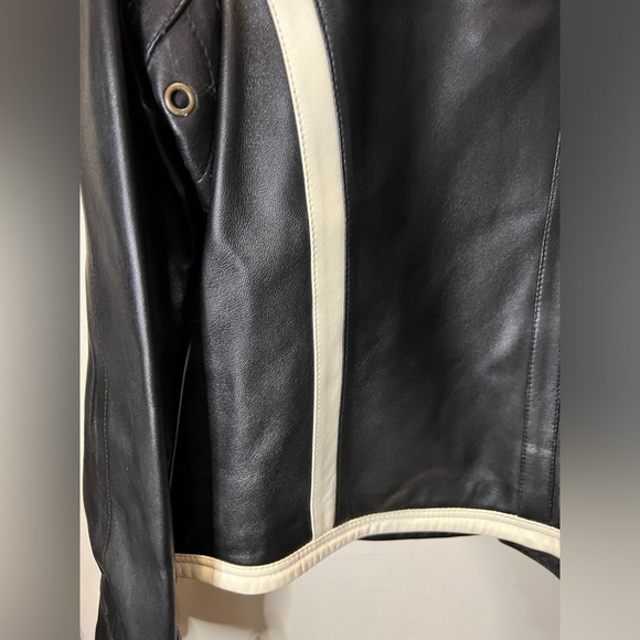 Lamb Skin Black  and White Leather Coat Size Xl. - Picture 7 of 12